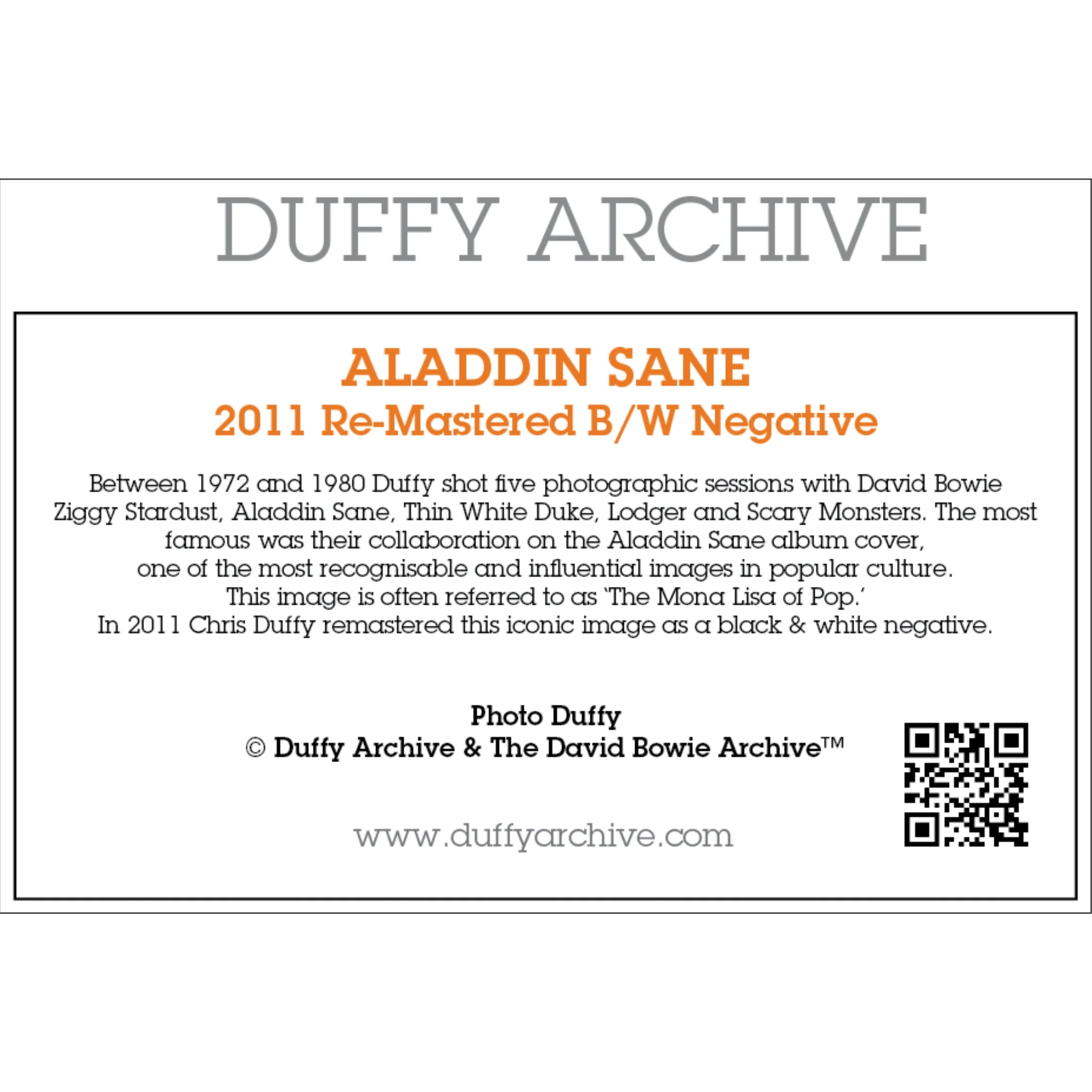 Aladdin Sane Black and White Negative Print - Image 3