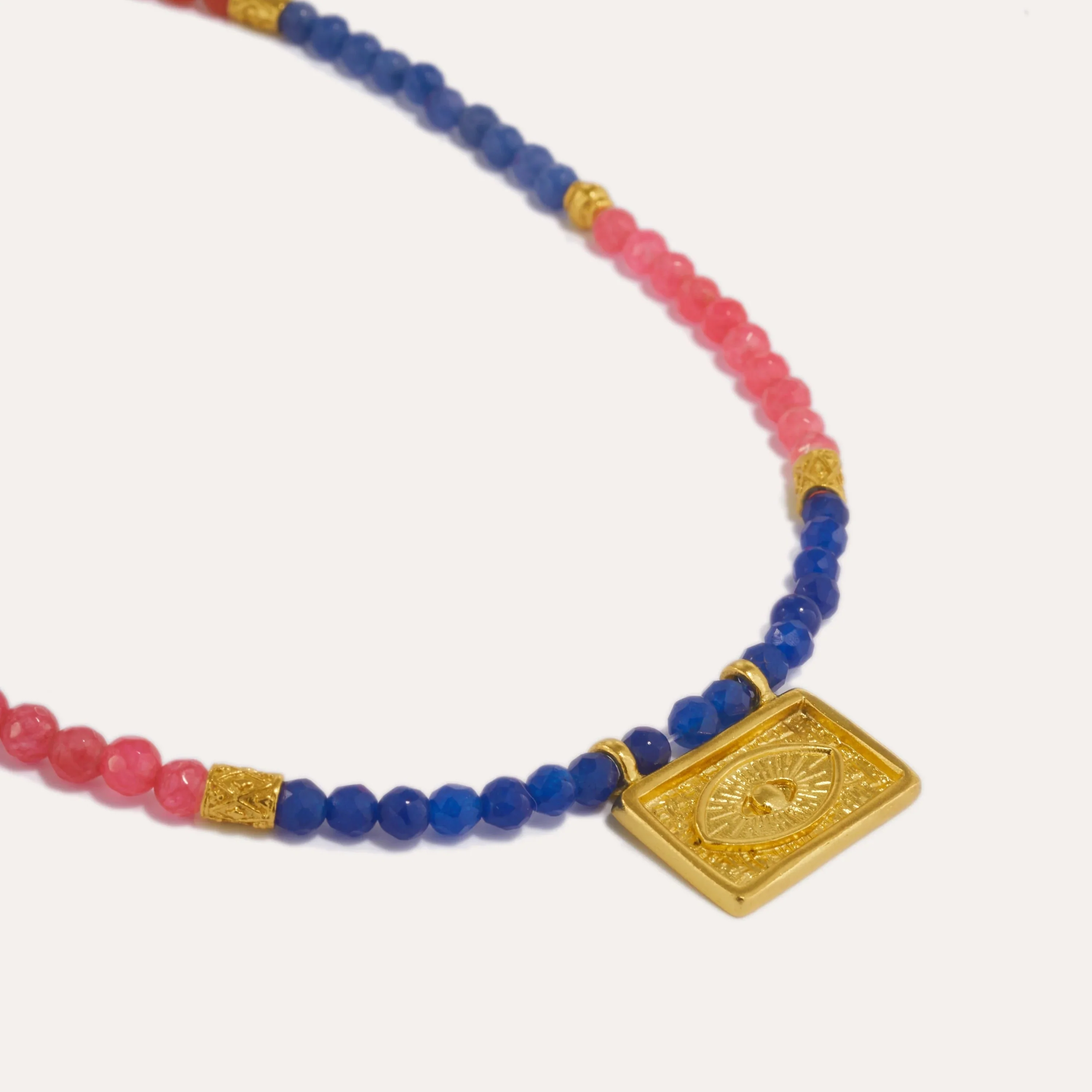 Arden Evil Eye Gemstone Beaded Necklace by Ottoman Hands - Image 3