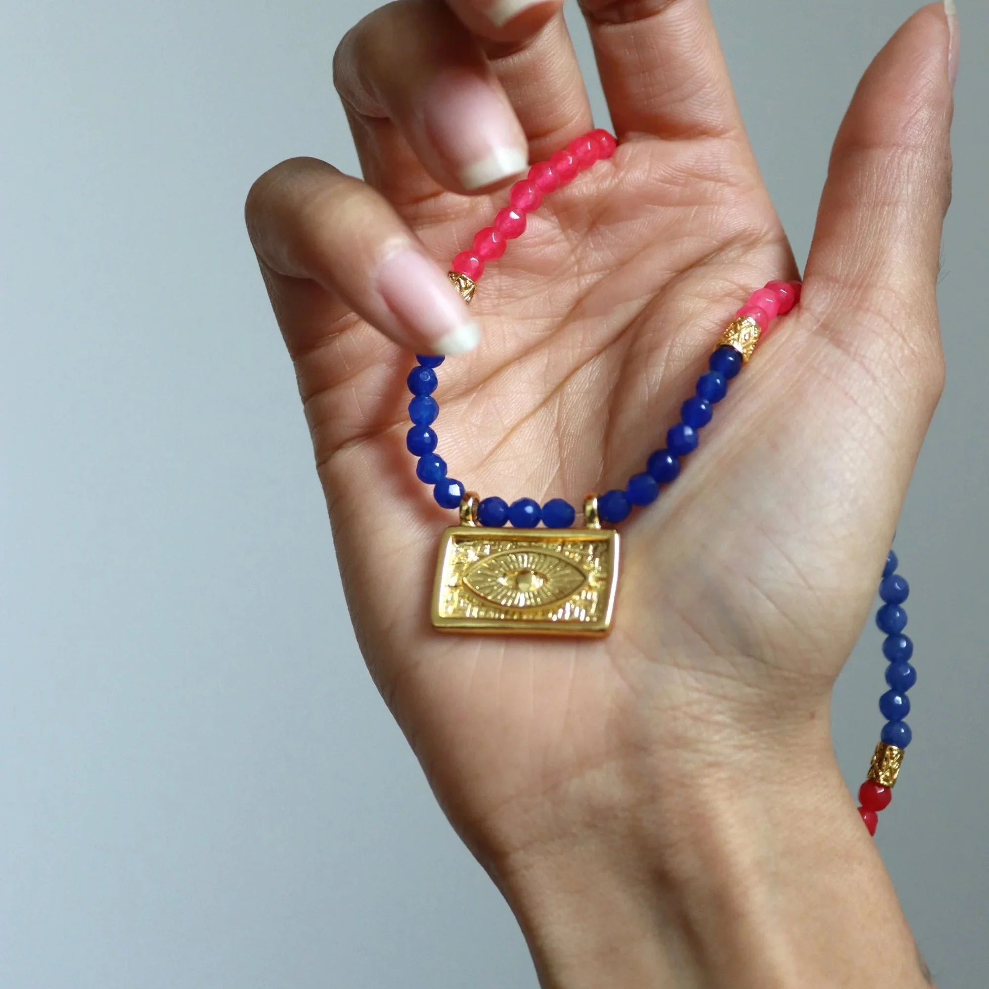 Arden Evil Eye Gemstone Beaded Necklace by Ottoman Hands - Image 4