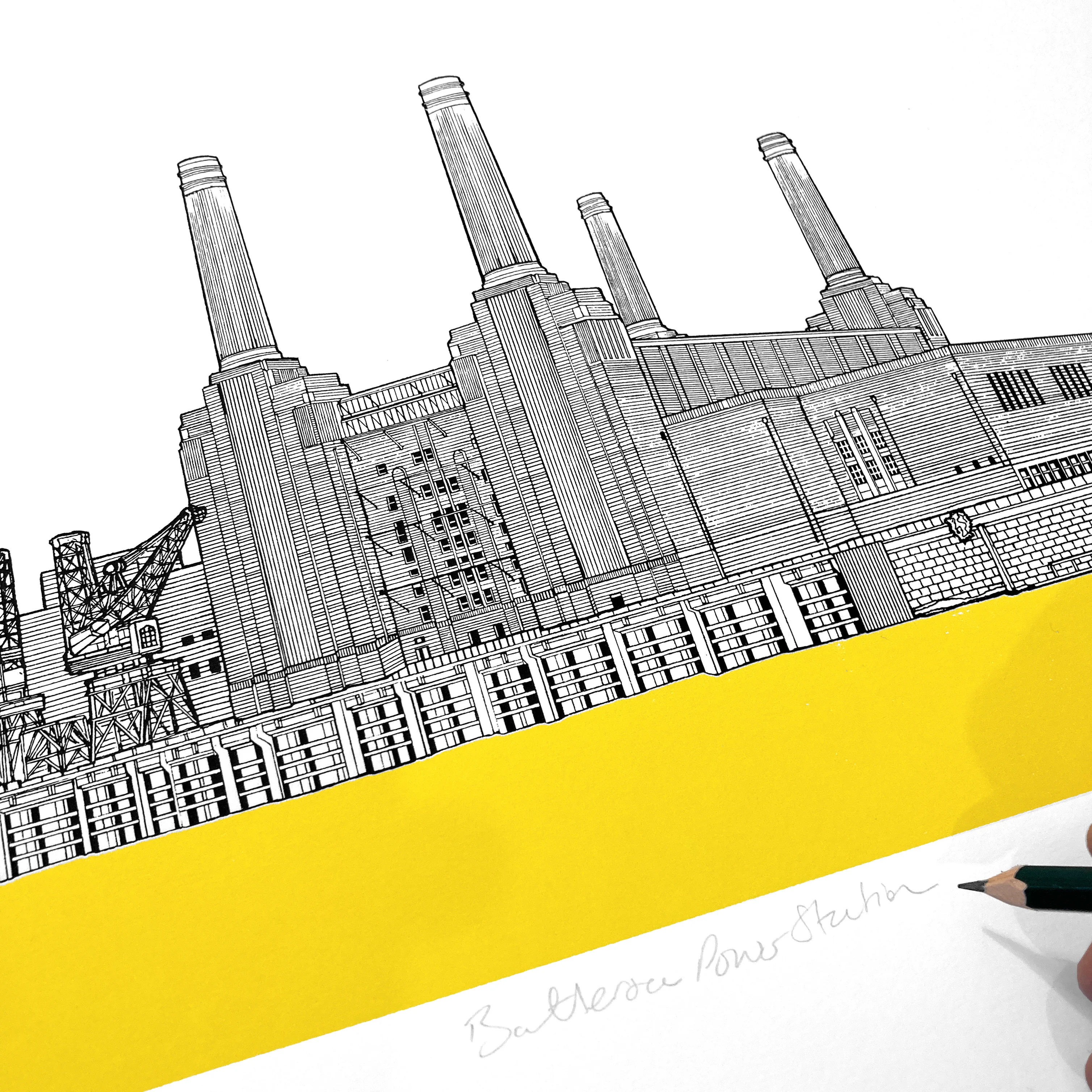 Yellow Battersea Power Station Print - Image 3