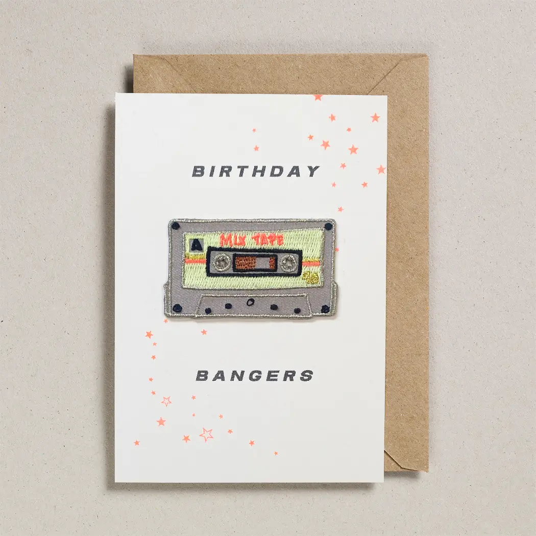 Birthday Bangers Mix Tape Iron On Patch Card