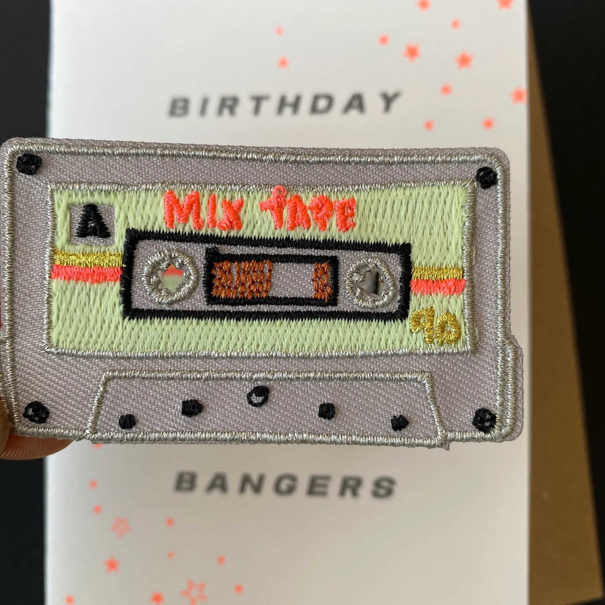 Birthday Bangers Mix Tape Iron On Patch Card - Image 2