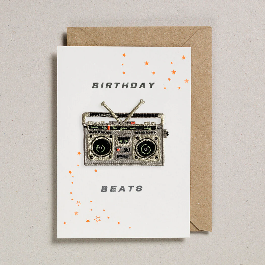 Boom Box Iron on Patch Card
