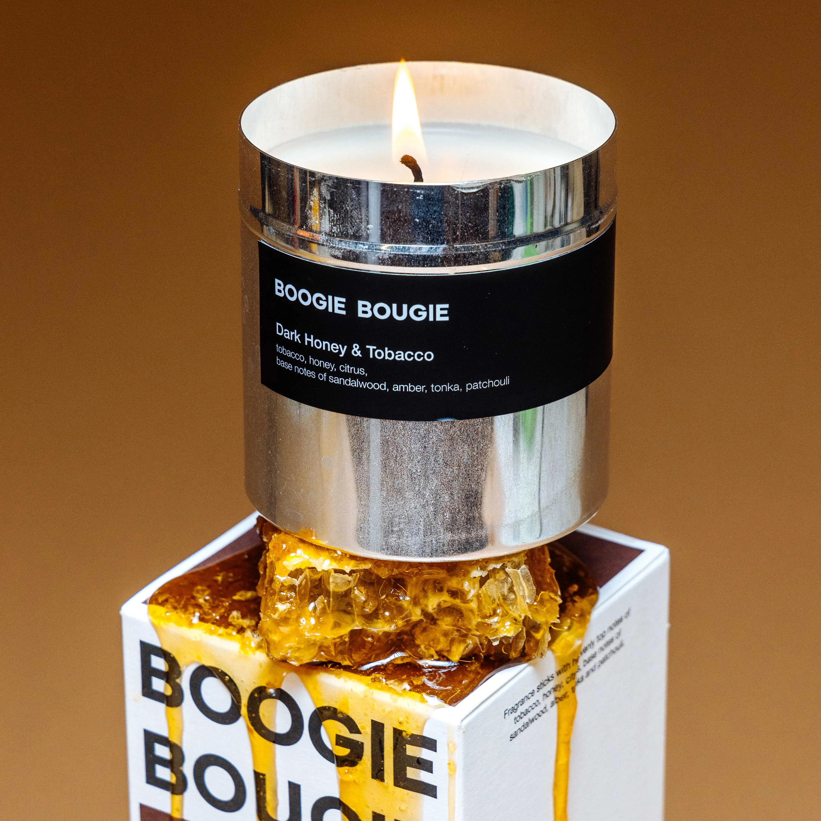 Boogie Bougie Dark Honey & Tobacco Candle - Image 2