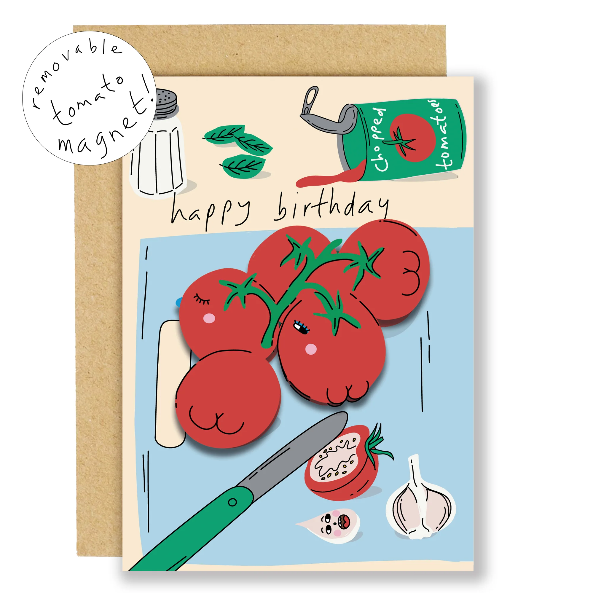 Chopped Tomatoes Birthday Magnet Card