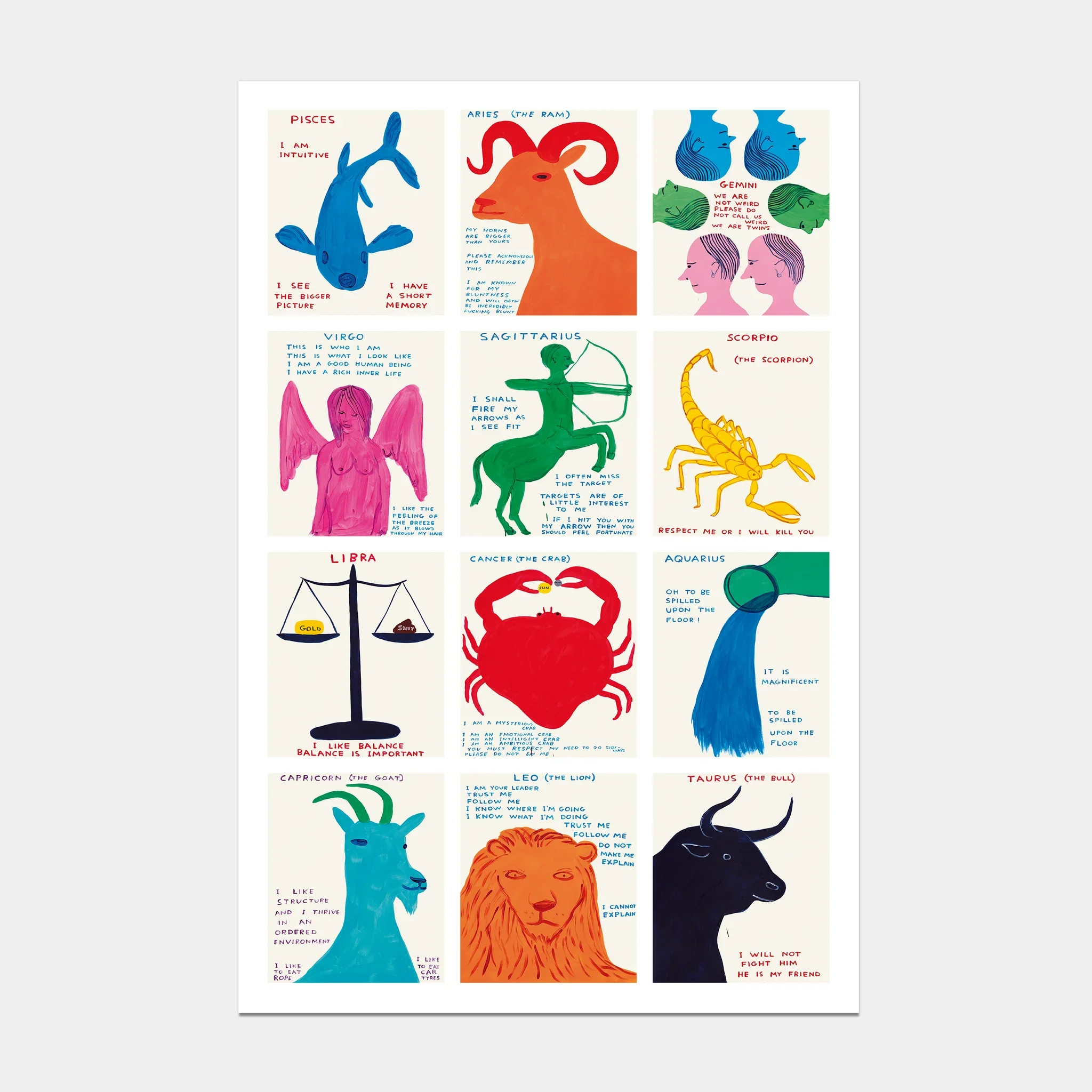 David Shrigley | Signs of the Zodiac Maxi Poster