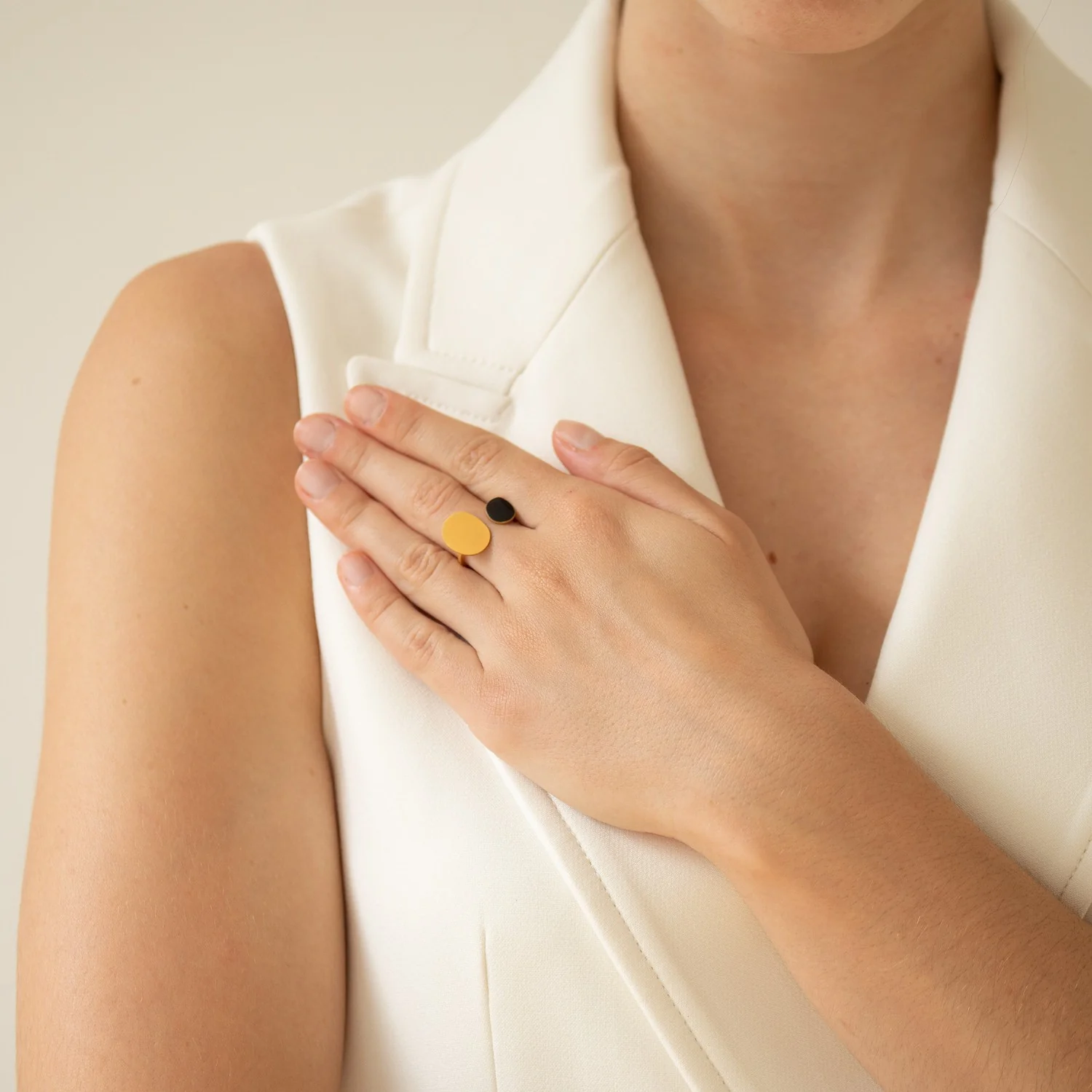 Gold Black Miro Ring by Joidart - Image 2
