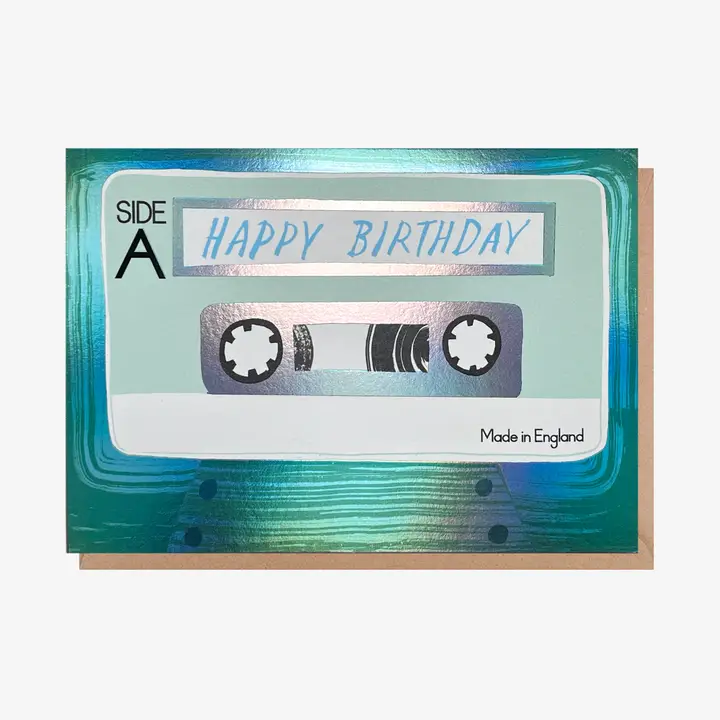Happy Birthday Retro Cassette Greeting Card