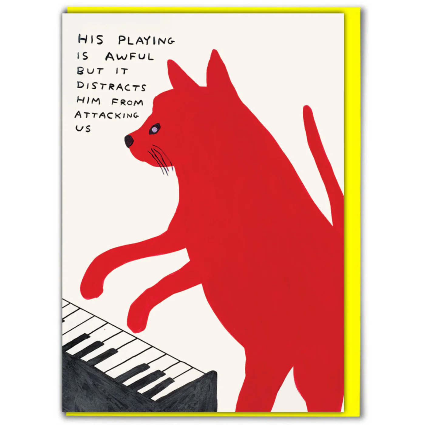 Piano Playing Cat by David Shrigley Greeting Card