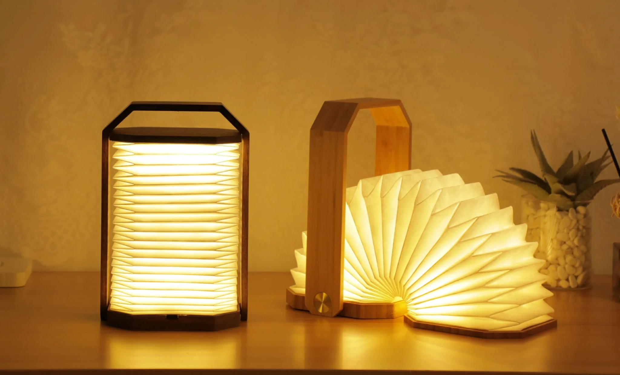 Smart Origami Walnut Lamp - Image 3