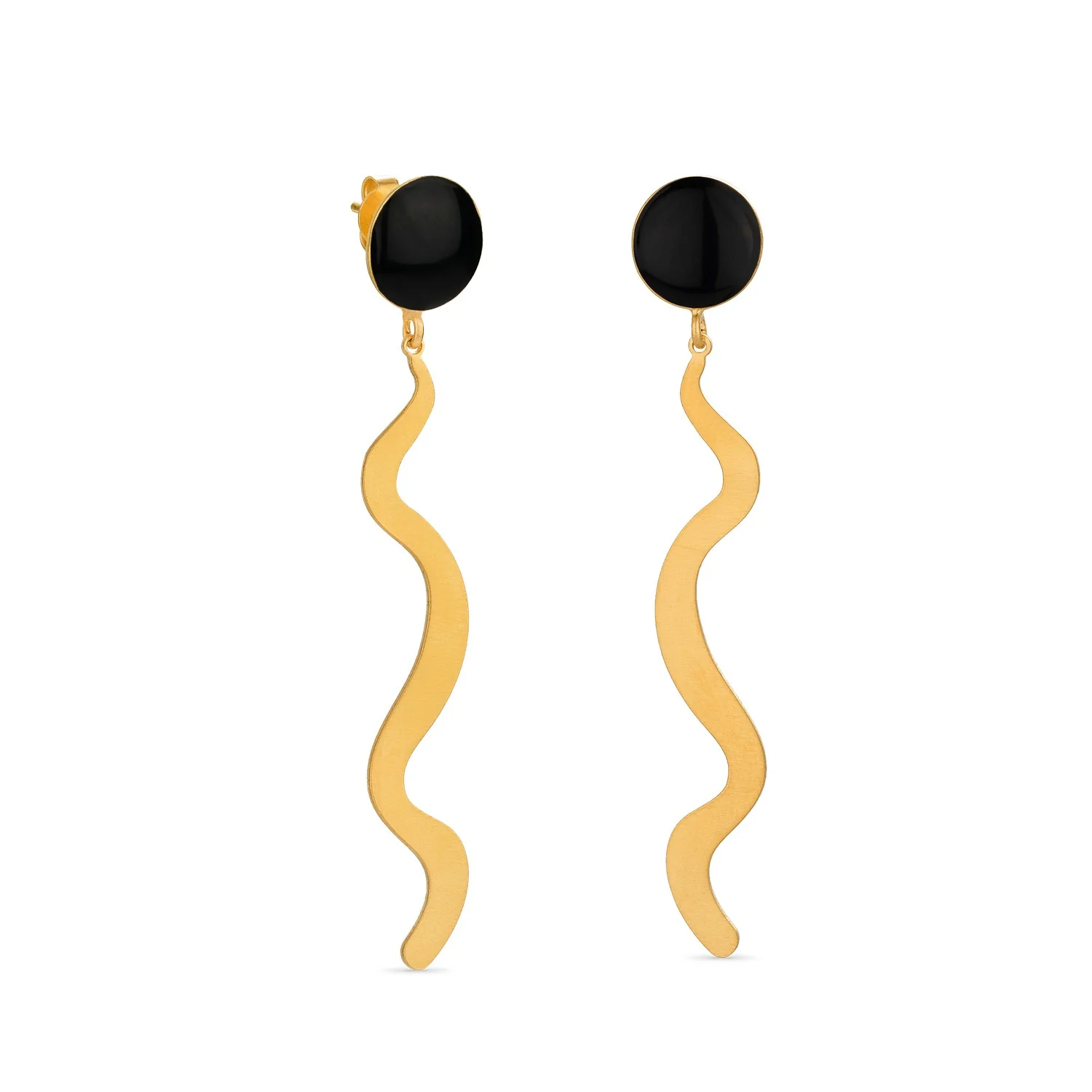 Wavy Black Miro Earrings by Joidart